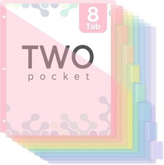 Pastel Binder Dividers with Tabs and Pockets – Soft Plastic Dividers for 3 Ring