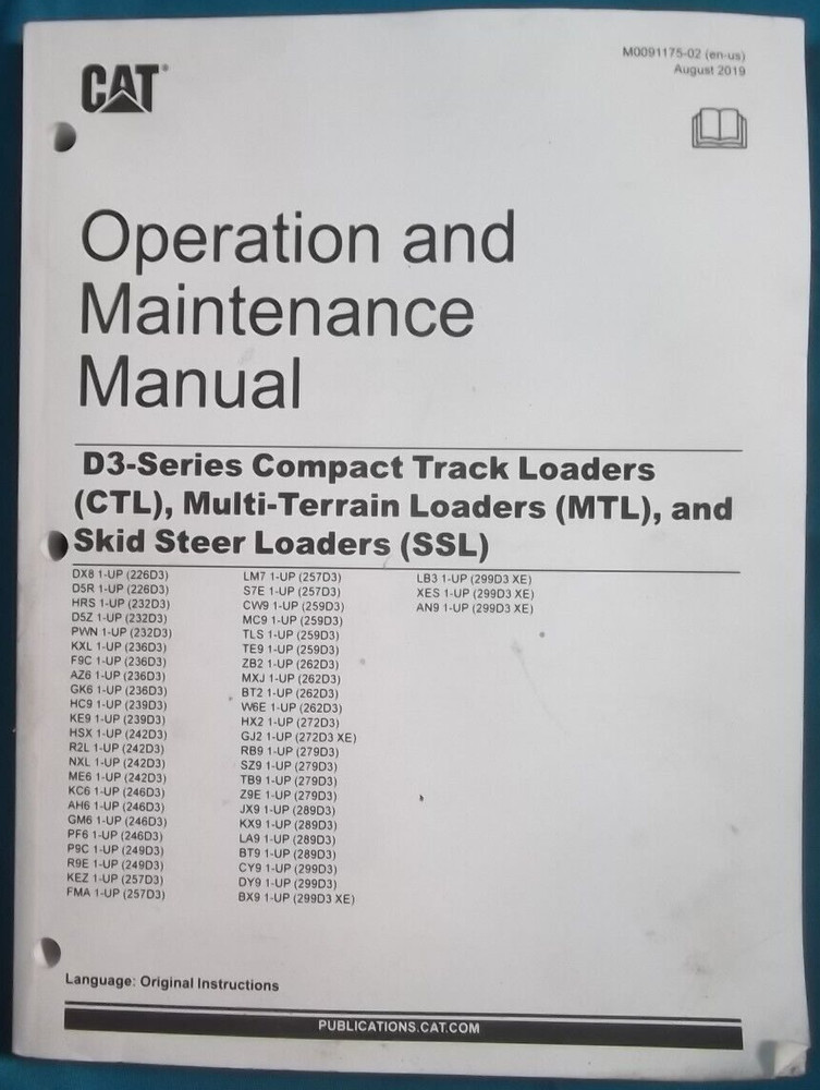 CATERPILLAR 226D3 232D3 236D3 246D3 S57D3 259D3 OPERATION & MAINTENANCE MANUAL