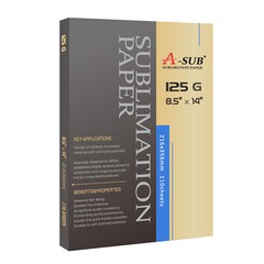 A-SUB Sublimation Paper 8.5×14 125g 110 Sheets for Inkjet Printer Heat Transfer