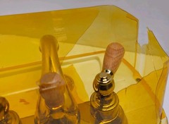 Bel-Air Solid Brass Bathroom Sink Faucet Gold Wood Handles Pop-Up Drain NOS Vtg