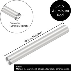 3Pcs 19mm x 406mm Aluminum Rod,16″406mm Long 3/4Inch0.75″-19.05mm Diameter 60…