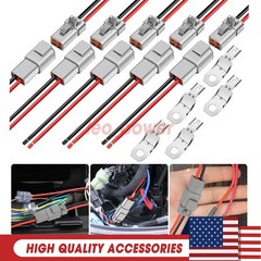 4pairs DTP 2 Pin Connector 12AWG Cable Wire 2 Way Waterproof Plug Wiring Harness