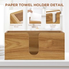 Acacia Wood Paper Towel Dispenser Countertop, Paper Towel Holder for Bathroom…