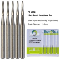 Wave FG 169L Dental Carbide Bur FG 169L Friction Grip Flat End Taper High Speed