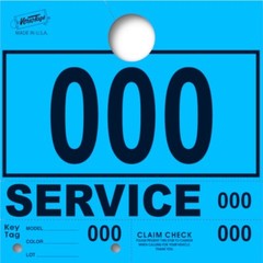 Blue Service Department Hang Tags Window Tag 1000 Per Box