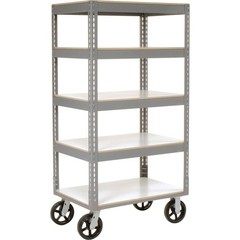 Easy Adjust Boltless 5 Shelf Truck Laminate Shelves Rubber Casters 48″L x 24″W x