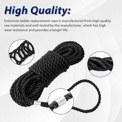 Extension Ladder Rope Replacement Compatible with Werner AC30-2 1 Pack, Black