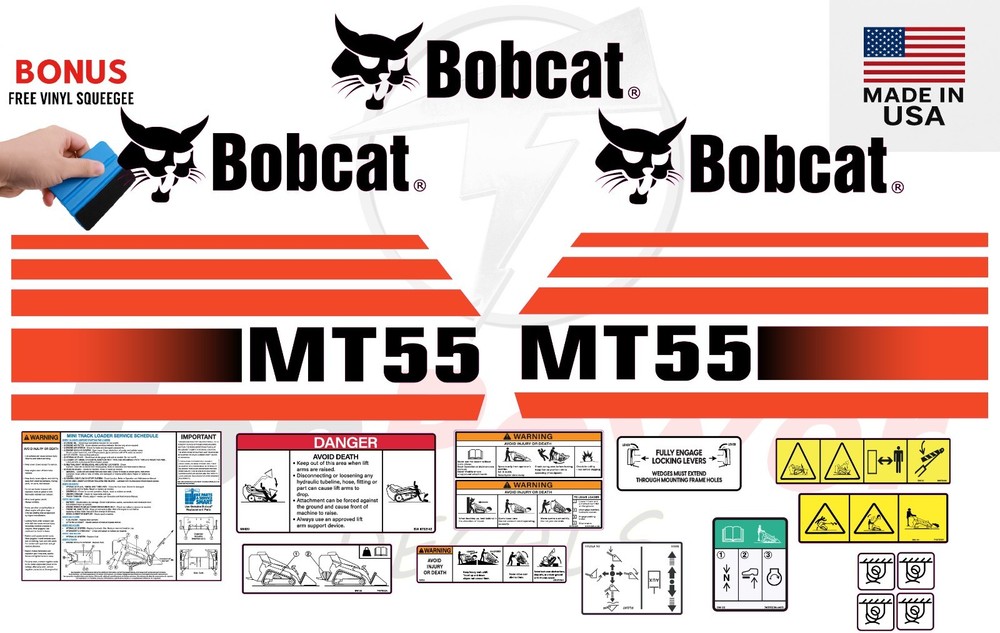 Fits Bobcat MT55 Decal Kit Skid Steer / safety decals 3M VINYL / FREE SHIPPING