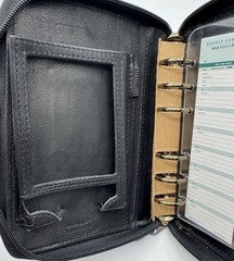 Vtg Franklin Covey Black Leather Spacemaker Full Zip Binder Planner 1996 Compact