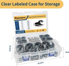 132 Pcs Assorted Rubber Cushioned Cable Clamps Stainless Steel Pipe Clamps