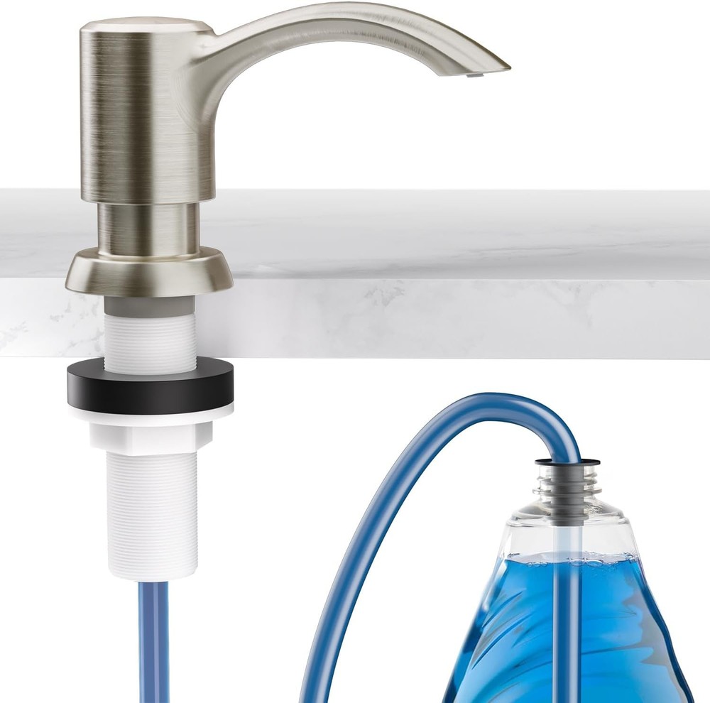 Built-in Kitchen Sink Soap Dispenser with Extension Tube Kit – Brushed Nickel