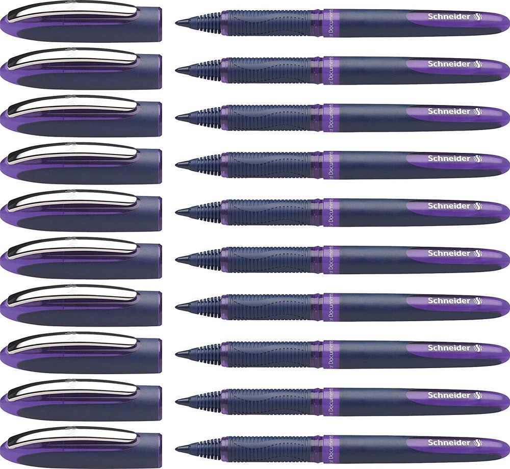 Schneider One Business Rollerball Pen, 0.6mm Ultra-Smooth Tip Blue Barrel Violet