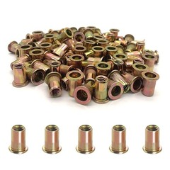100pc 1/420 Rivet Nuts Carbon Steel Flat Head Threaded Inserts For Metal UNC