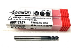 Accupro 86817897 3/16″ 4FL Corner Radius End Mill .015R Solid Carbide AlTiN NEW