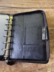 Vintage Filofax Pocket Durham Black Deluxe Leather Zip Organizer 6 Ring Planner