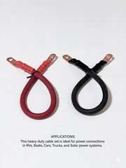 4 AWG Pure Copper Battery Cables, 5/16″ (8mm) Lugs for RV Marine Solar Trailer ￼