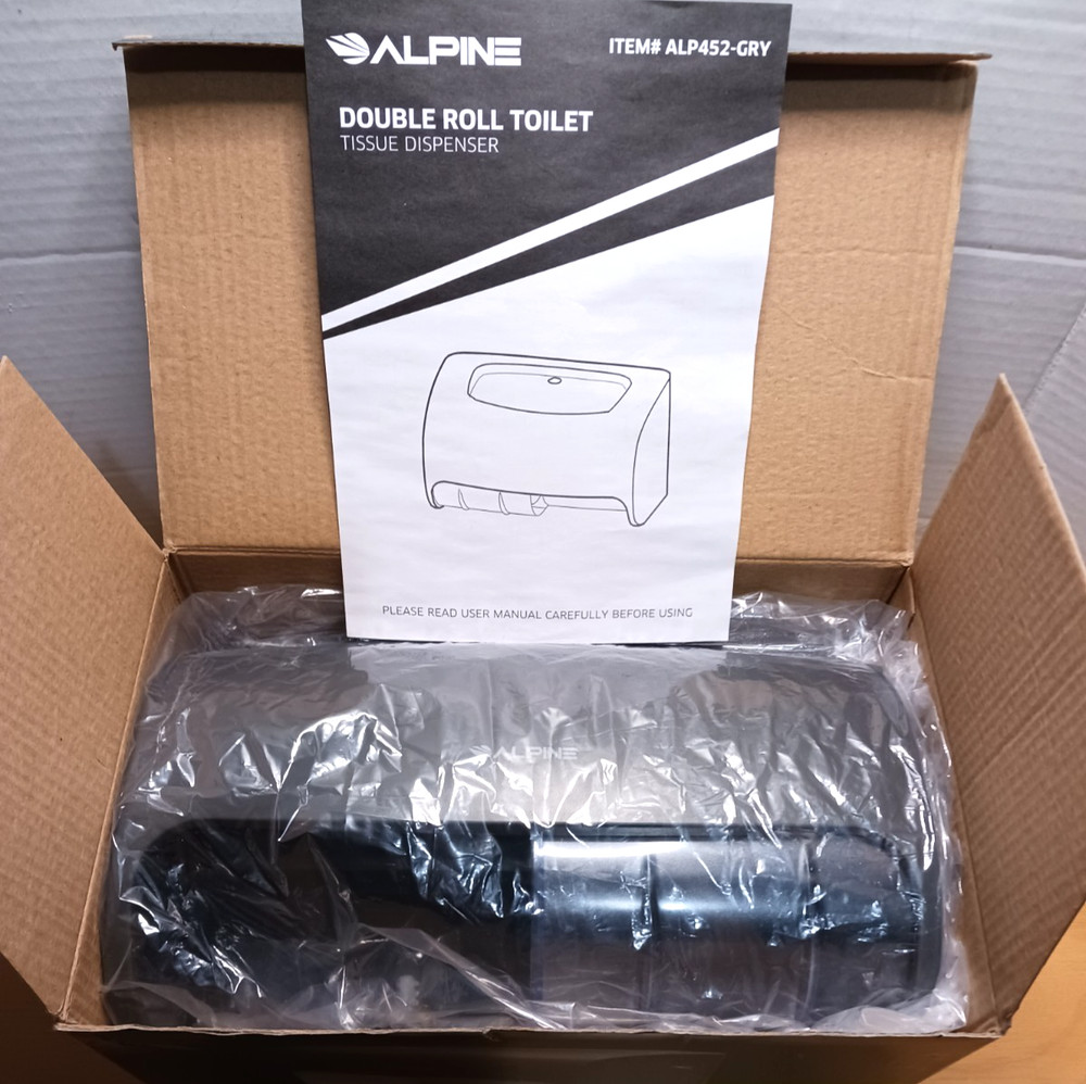 Toilet Paper Dispenser – Alpine – Commercial – Double Roll – ALP452-GRY – NEW