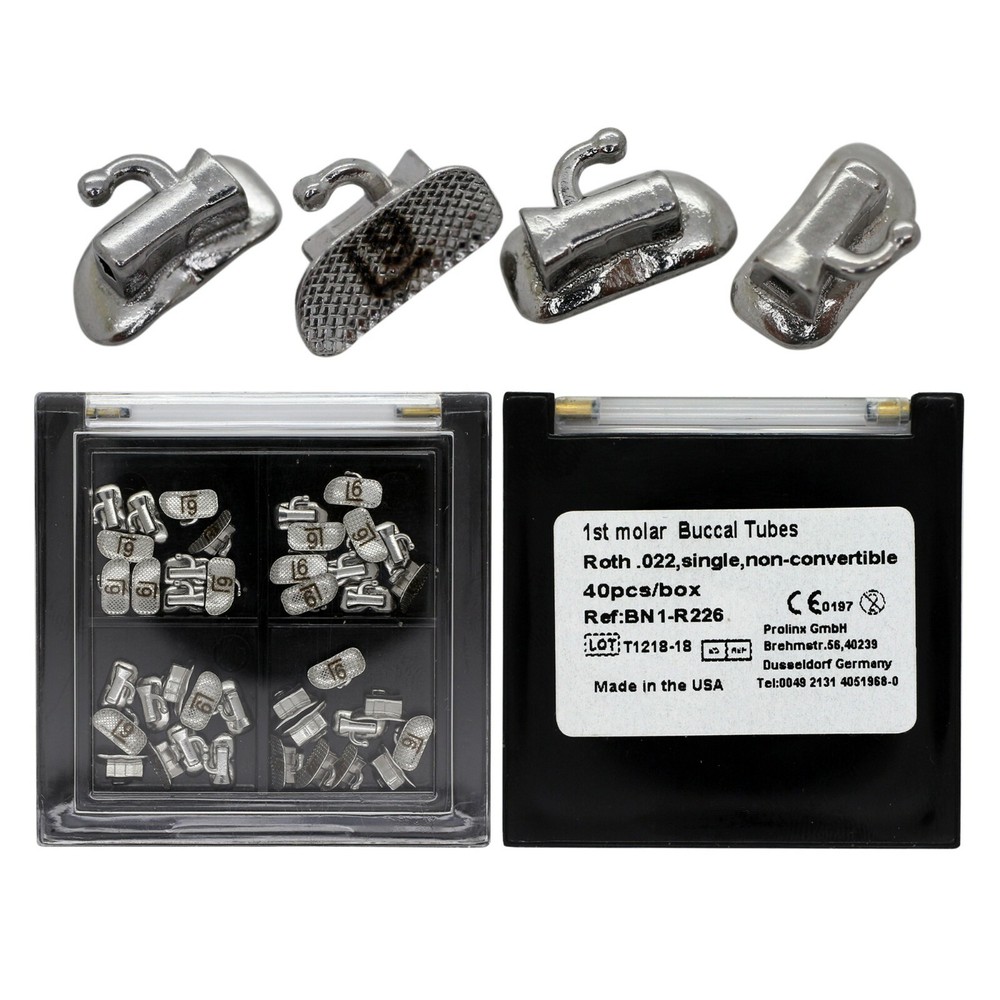 10 Sets Dental Orthodontic Buccal Tube Roth 022 1st Molar Tube Laser Marked Mesh