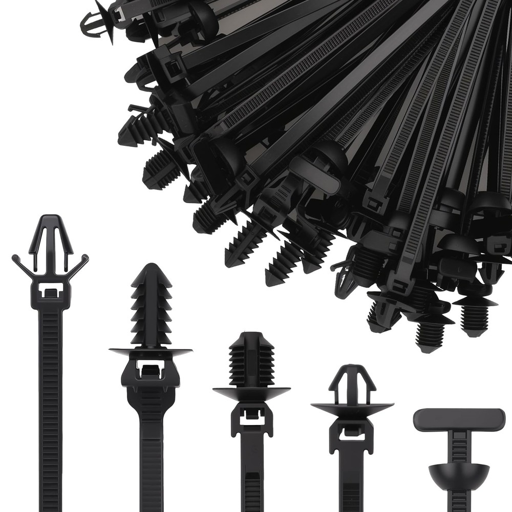 50PCS Universal Nylon Push Mount Cable Zip Tie, Heavy Duty Self Locking Zip T…