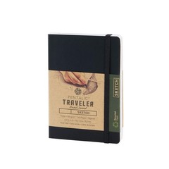 Pentalic 4″ x 6″ Pocket Sketchbook Traveler 4-inch x 6-inch, Black, Black