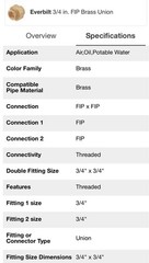 Everbilt 3/4-in. FIP Brass Union, Lead-Free Plumbing Connection