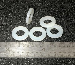 PLAIN FLAT WASHERS 1/4″ HOLE X 1/2″ OD X 1/32″ THICK NYLON – 100 pcs