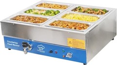 Listed 6 Pan Stainless Steel Food Warmer – 1700W Bain Marie for Catering