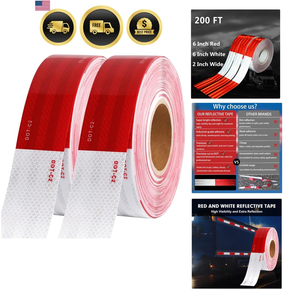 2 inch x 200 Feet Dot Reflective Tape Outdoor Waterproof High Visibility Safe…