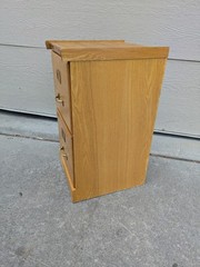 Vintage Industrial Mission Style Oak Wood Filing File Cabinet 2 Drawer Brass E69