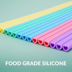 15PCS Heart Shaped Silicone Reusable Drinking Straws 10″ Long BPA-Free for Tumbl