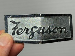 Vintage Metal Silver Ferguson Tractor Front Emblem Ornament 3-1/4″ x 1-1/4 TO30?
