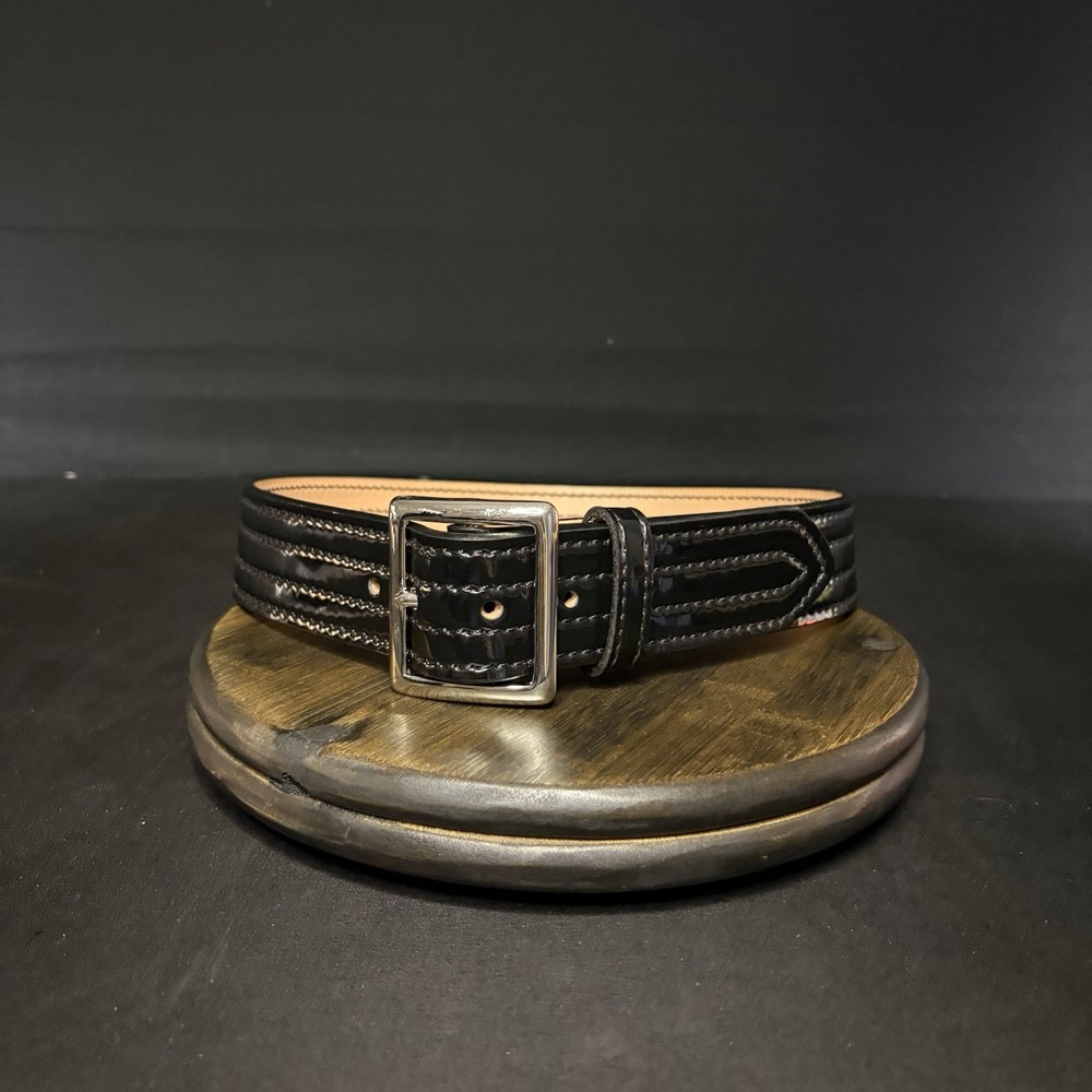 DutyMan Duty Belt Size 30” High Gloss Leather Chrome Buckle Quad Stitched 4631