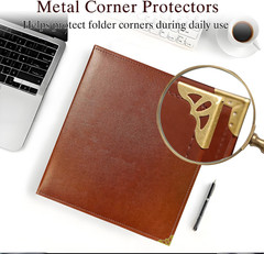 Large 2 Inch D-Ring 3 Ring Binder, Faux Leather, Coffee | Faux leather inside an