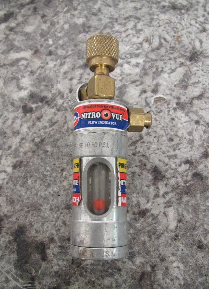 Uniweld NV1 Nitro Vue 1/4″ Flare Fittings Nitrogen Flow Indicator Free Shipping