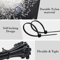 Zip tie 4 inches (about 100mm),18 pounds tensile strength black tie,1000pcs /bag
