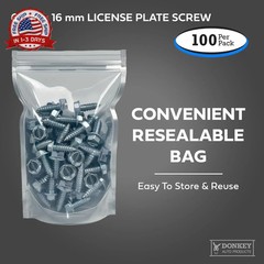 License Plate Screws – Slotted Hex Head – Metric – 6mm x 16mm – For Vehicles (10