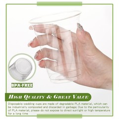 100 Pcs Clear Commercially Cold Cups Disposable Party Cups Plant Based Drinki…