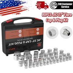 80pcs JIC 37° Flare Cap&Plug Hydraulic Hose Tube and Pipe Fitting kit Heavy Duty