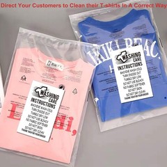 None Brand 50 T-Shirt Washing Instructions 3.5 inches x 2 inches, multicolor