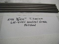 3/8″ TITANIUM ROUND ROD BAR 6 AL-4VELI 5 pc. 10″ + LONG MEDICAL GRADE 23