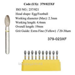 Dental FG379-023XF High Speed Diamond Burs Egg Football Extra Fine Grit MultiUse