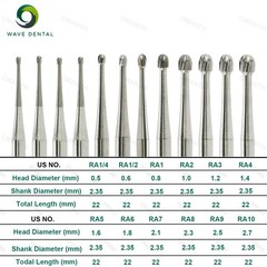 WAVE Dental Tungsten Carbide Burs Round Head RA Low Speed Burs Dia 2.35mm 5Pcs