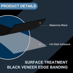 Black Edge Banding 10 ft x 1-1/8 Inch Veneer Tape Pre-glued Tape with Hot Melt