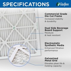 Glasfloss ZL 20x25x4 MERV 10 (FPR 7) Pleated HVAC Air Filters. Case of 6