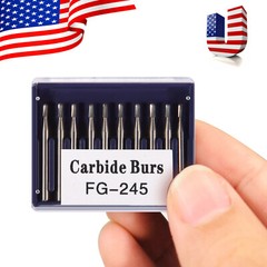 10Pcs Dental FG 245 Tungsten Carbide Burs Pear-Shaped For High Speed Handpiece