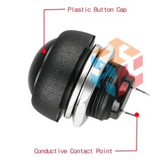 Black 10PCS Momentary ON/OFF Push Button Switch Waterproof 12mm M122 Mini