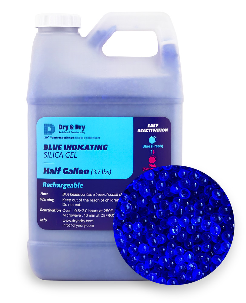 1/2 Gallon Jug Replacement Desiccant Blue Indicating Silica Gel Bead (3.7 LBS)