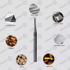 10 PCS 1/16″ 4 Flute 1-1/2″ Overall Ball Nose Carbide End Mill AlTiN Coated