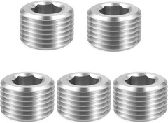 5 PCS 3/8″ NPT Male Pipe Plug Stainless Steel Pipe Plug Fitting Set Hex Count…