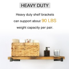 OVOV 6 Pack Black Shelf Brackets 12 Inch Floating Shelf Bracket with Lip Indu…